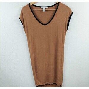Forever 21 T Shirt Dress Brown Stretch Scoop Neck Cap Sleeve Pullover S